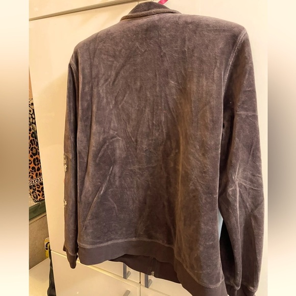 style & co Sport brown velour jacket zip front size PL Mock Neck Pockets - Picture 2 of 4